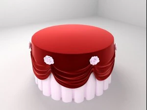 round table with tablecloth and flowers 3D Model