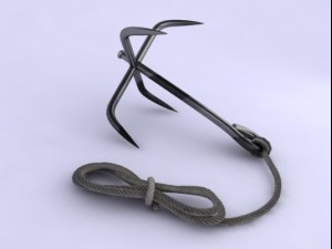 grappling hook with rope 3D Model