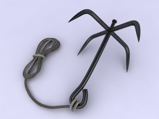grappling hook with rope 3D Model