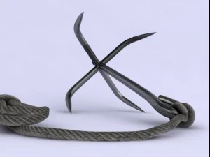 grappling hook with rope 3D Model