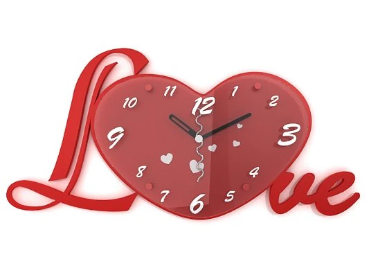 wall clock love shape 3D Model .c4d .max .obj .3ds .fbx .stl .blend 