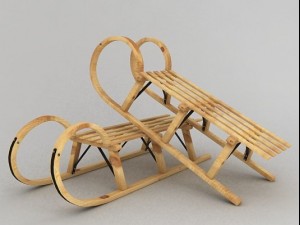 wooden snow sled 3D-Modell