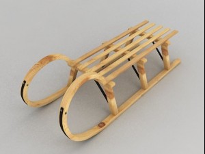 wooden snow sled 3D Model