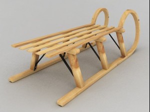 wooden snow sled 3D Model