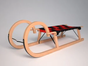 slitta con sedile intrecciato con corna Modello 3D