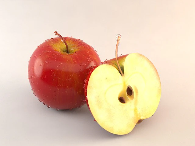 one red apple and a half 3D Model .c4d .max .obj .3ds .fbx .stl .blend 