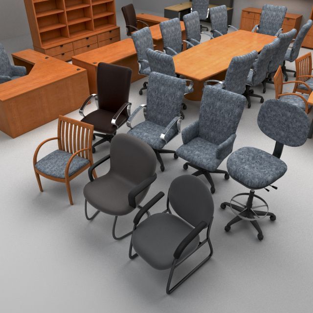 full set of office furniture 3D मॉडल .c4d .max .obj .3ds .fbx .stl .blend 