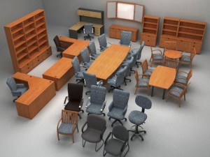full set of office furniture 3D मॉडल