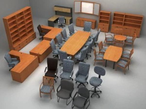 full set of office furniture 3D Model