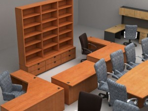 full set of office furniture 3D मॉडल