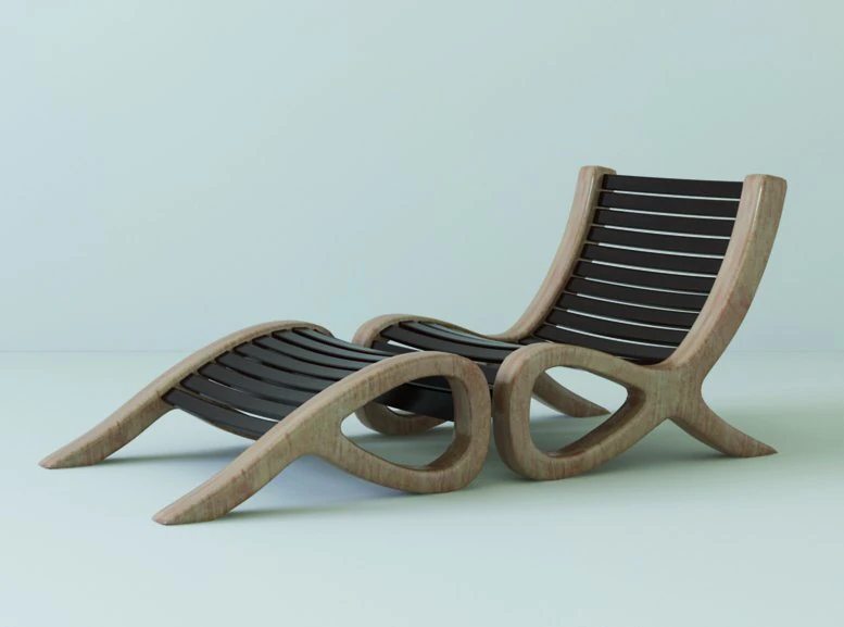 chair with ottoman 3D Model .c4d .max .obj .3ds .fbx .stl .blend 