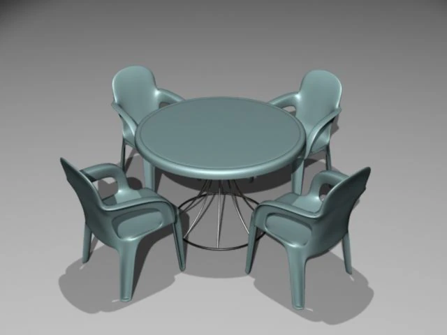 plustic table chair set 0 3D Model .c4d .max .obj .3ds .fbx .stl .blend 