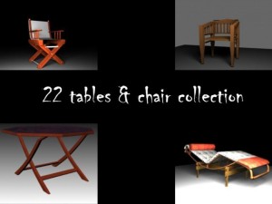 22 chair table collection 3D Model