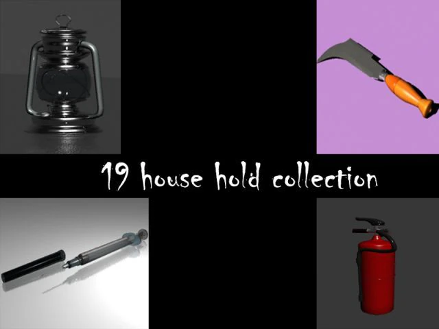 19 house hold collection 3D Model .c4d .max .obj .3ds .fbx .stl .blend 