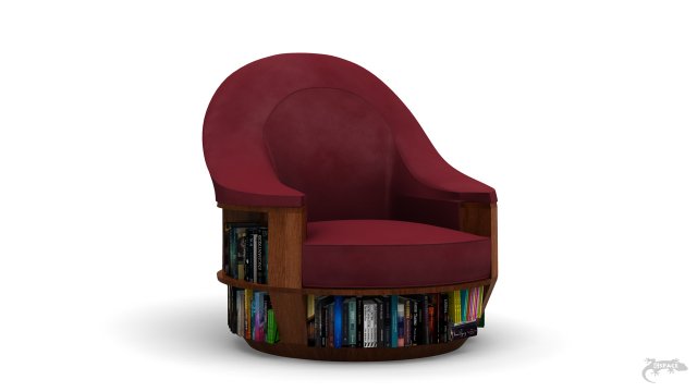 armchair bookcase Model 3D .c4d .max .obj .3ds .fbx .stl .blend 