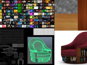 armchair bookcase Model 3D