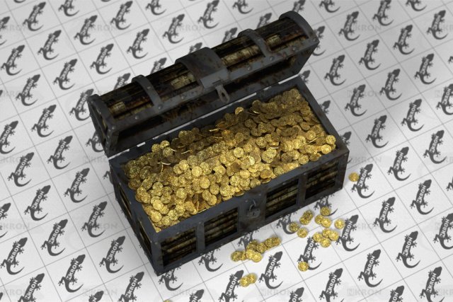 chest with golden coins 3D Модель .c4d .max .obj .3ds .fbx .stl .blend 