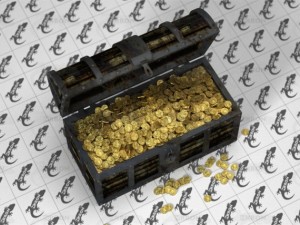 chest with golden coins Modello 3D