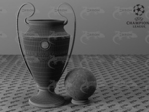champions league ball and cup 3D Model