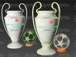 champions league ball and cup 3D Model