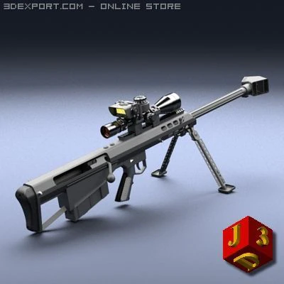 sniper rifle barret m95 3D Model .c4d .max .obj .3ds .fbx .stl .blend