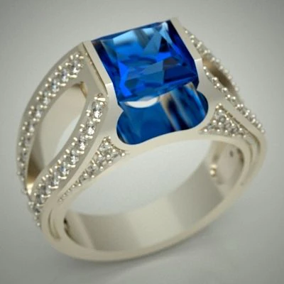 ring with square topaz 3D Model .c4d .max .obj .3ds .fbx .stl .blend 