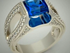 ring with square topaz 3D Model