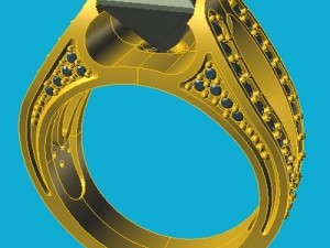 ring with square topaz 3D 모델
