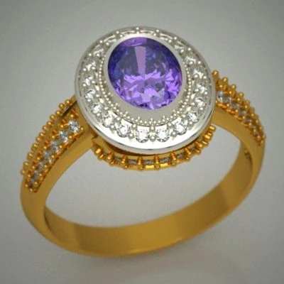 ring with amethyst 3D Model .c4d .max .obj .3ds .fbx .stl .blend 