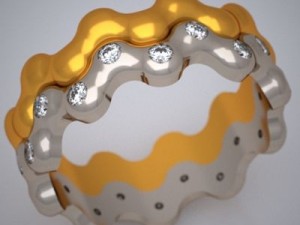 ring set "waves" 3D Model
