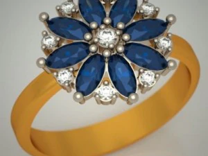 bague avec 8 saphirs Modèle 3D