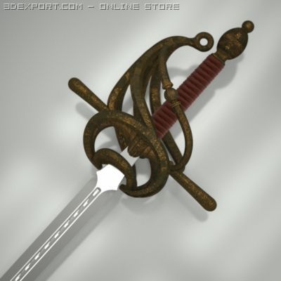 italian sword striscia 3D Model .c4d .max .obj .3ds .fbx .stl .blend 