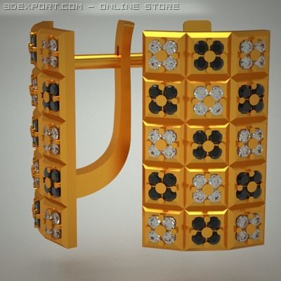 earring "chessboard" 3D Model .c4d .max .obj .3ds .fbx .stl .blend 