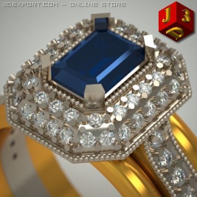 ring with octagon 3D Model .c4d .max .obj .3ds .fbx .stl .blend 