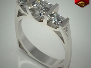 ring with three "princesses" 3D-Modell