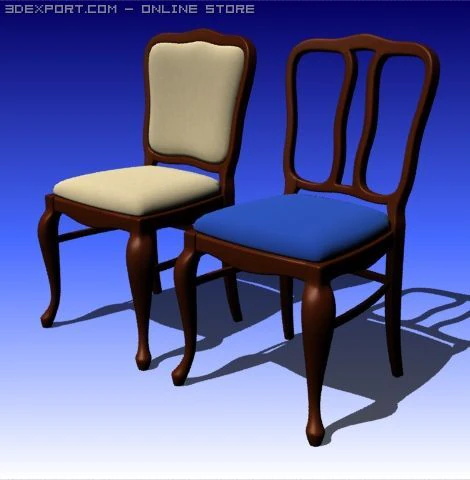 椅子2脚 3Dモデル .c4d .max .obj .3ds .fbx .stl .blend 