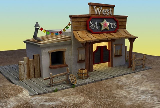 saloon west 3Dモデル .c4d .max .obj .3ds .fbx .stl .blend 