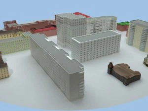 low poly buildings 3D Model