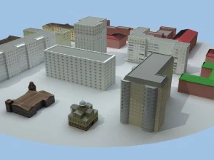 low poly buildings 3D Model