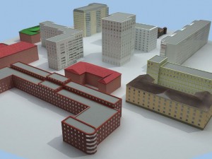 low poly buildings 3D-Modell