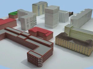 low poly buildings 3D Model