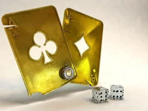 トランプとガラスのサイコロ 3Dモデル
