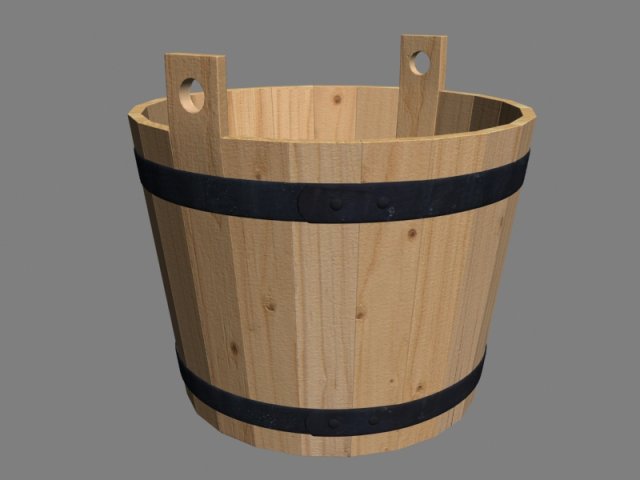 wood bucket 3D मॉडल .c4d .max .obj .3ds .fbx .stl .blend 