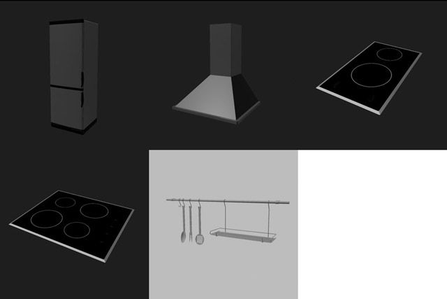 kitchen set 3D Model .c4d .max .obj .3ds .fbx .stl .blend 