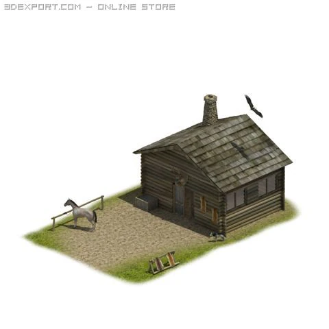 hunter lodge 3D Model .c4d .max .obj .3ds .fbx .stl .blend 