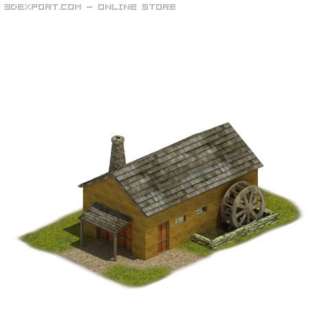 watermill Model 3D .c4d .max .obj .3ds .fbx .stl .blend 