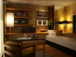 3डी इंटीरियर बेडरूम डिजाइन 3D मॉडल