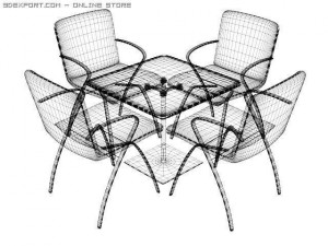 table and chairs Modelo 3D