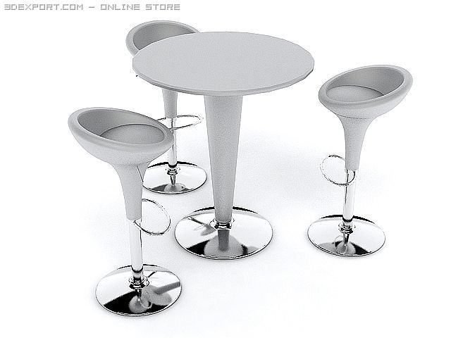 poser table and stools Model 3D .c4d .max .obj .3ds .fbx .stl .blend 