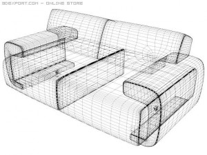 red sofa Modello 3D